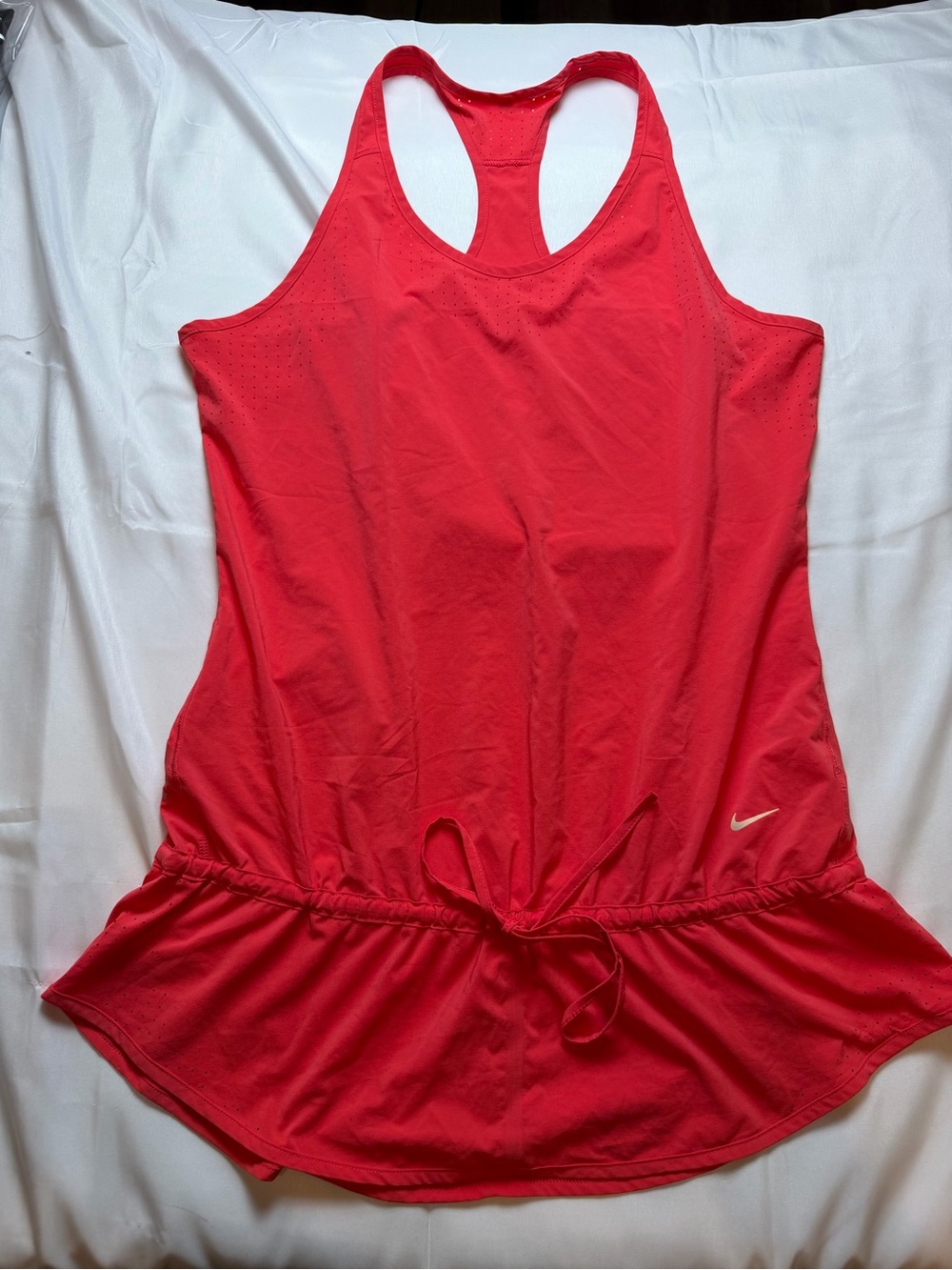 Nike Pink Racerback Tank with Drawstring Peplum Hem and side zip pocket SZ Med